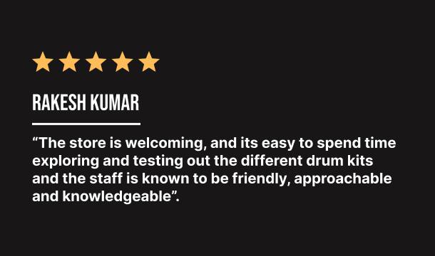 A customer at The Bangalore Drum Shop