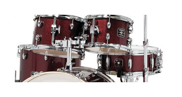 Gretsch Energy 5-lug toms and double tom holder in Ruby Sparkle