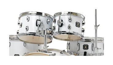 Gretsch Energy 5-lug toms and double tom holder in White