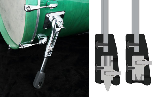 Tama STAR bass drum spur with rubber-isolated spike