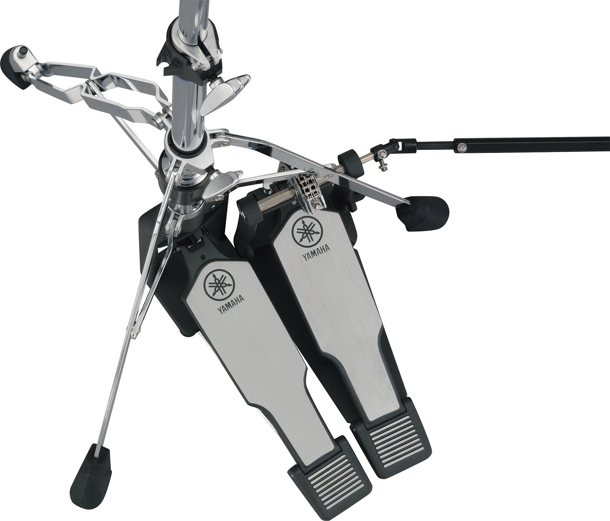 Yamaha double pedal set close to a hi-hat stand