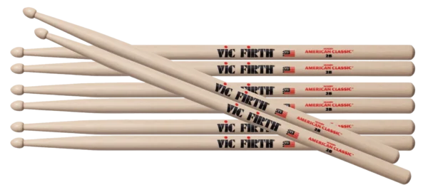 Vic Firth 2B Wood Tip American Classic Drum Sticks Value Pack Of 4 - product image
