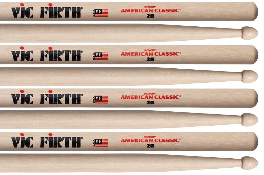 Vic Firth 2B Wood Tip American Classic Drum Sticks Value Pack Of 4 - product image