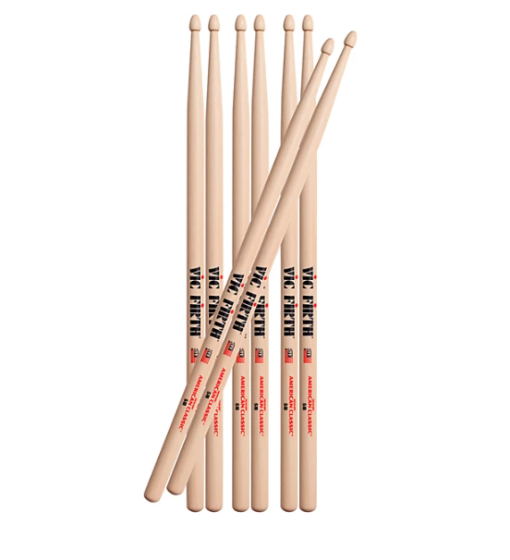Vic Firth 5B Wood Tip American Classic Drum Sticks Value Pack Of 4 - product image