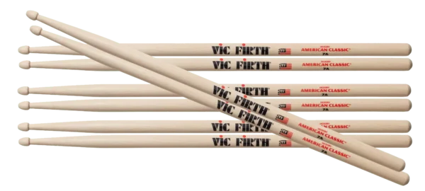 Vic Firth 7A Wood Tip American Classic Drum Sticks Value Pack Of 4 - product image