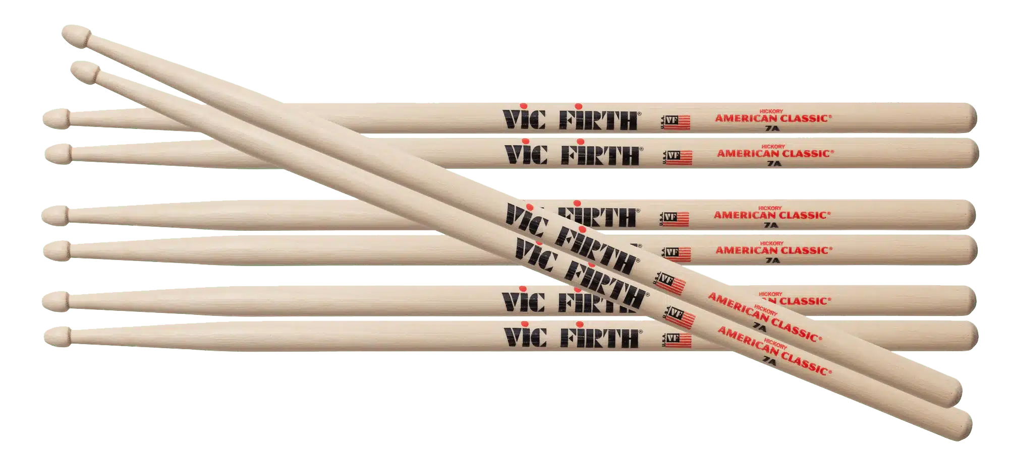 Vic Firth 7A Wood Tip American Classic Drum Sticks Value Pack Of 4 - product image