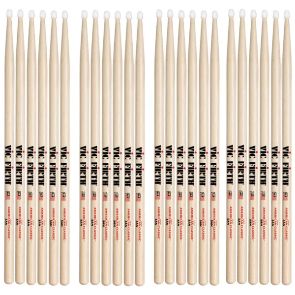 Vic Firth 5A Nylon Tip American Classic Drum Sticks Value Pack Of 4 - product image