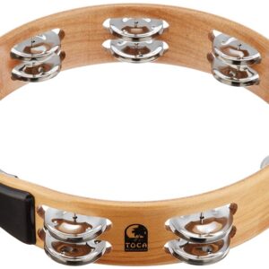 Toca T1010-A Acacia Wood Double Row Tambourine Nickel