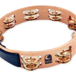 Toca T1010-AB Acacia Wood Double Row Tambourine Brass
