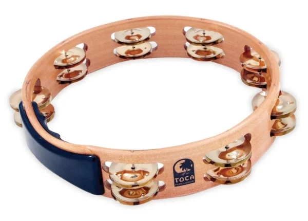 Toca T1010-AB Acacia Wood Double Row Tambourine Brass - product image