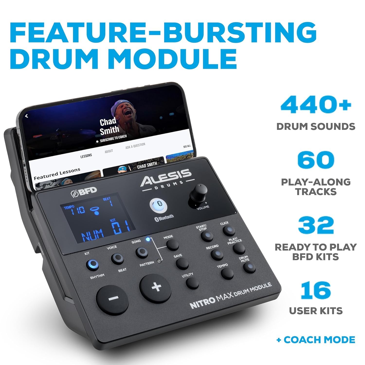 Alesis Nitro Max Electronic Drum Kit BFD-powered drum module