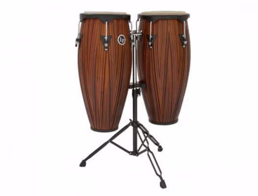 LP City Series Carved Mango 11"(28Cm) & 12" (30Cm) Wood Conga Set W/Stand - product image