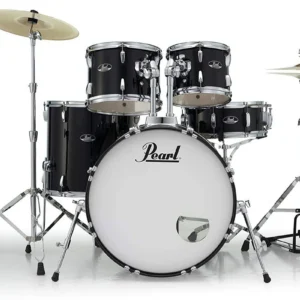 Pearl Roadshow Jet Black 5 Pcs Drum Set W/Stands & Cymbals
