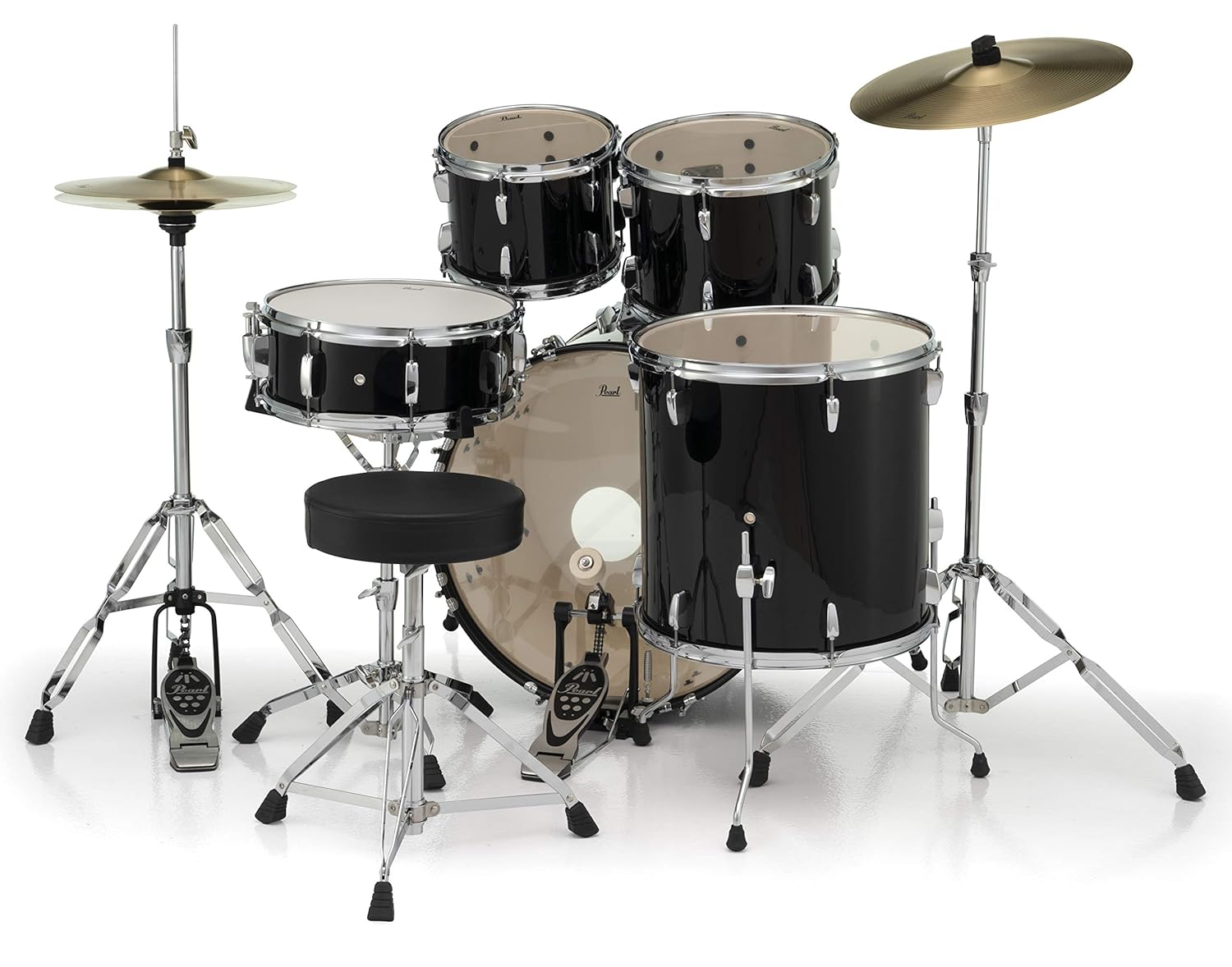 Pearl Roadshow Jet Black 5 Pcs Drum Set W/Stands & Cymbals - product image
