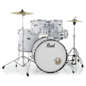 Pearl Roadshow Pure White 5 Pcs Drum Set W/Stands & Cymbals