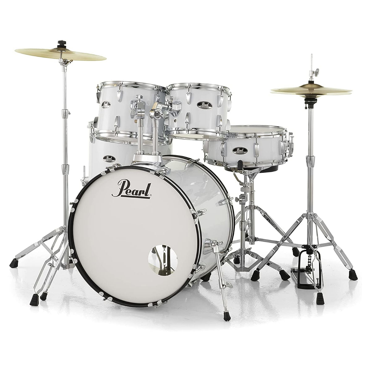 Pearl Roadshow Pure White 5 Pcs Drum Set W/Stands & Cymbals - product image
