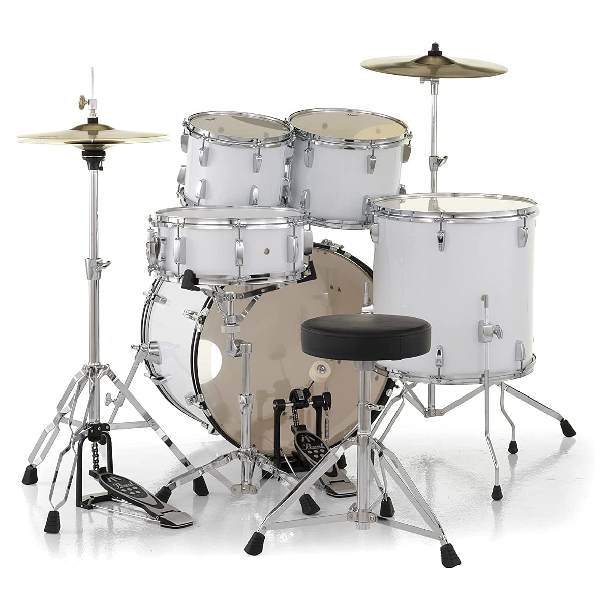 Pearl Roadshow Pure White 5 Pcs Drum Set W/Stands & Cymbals - product image