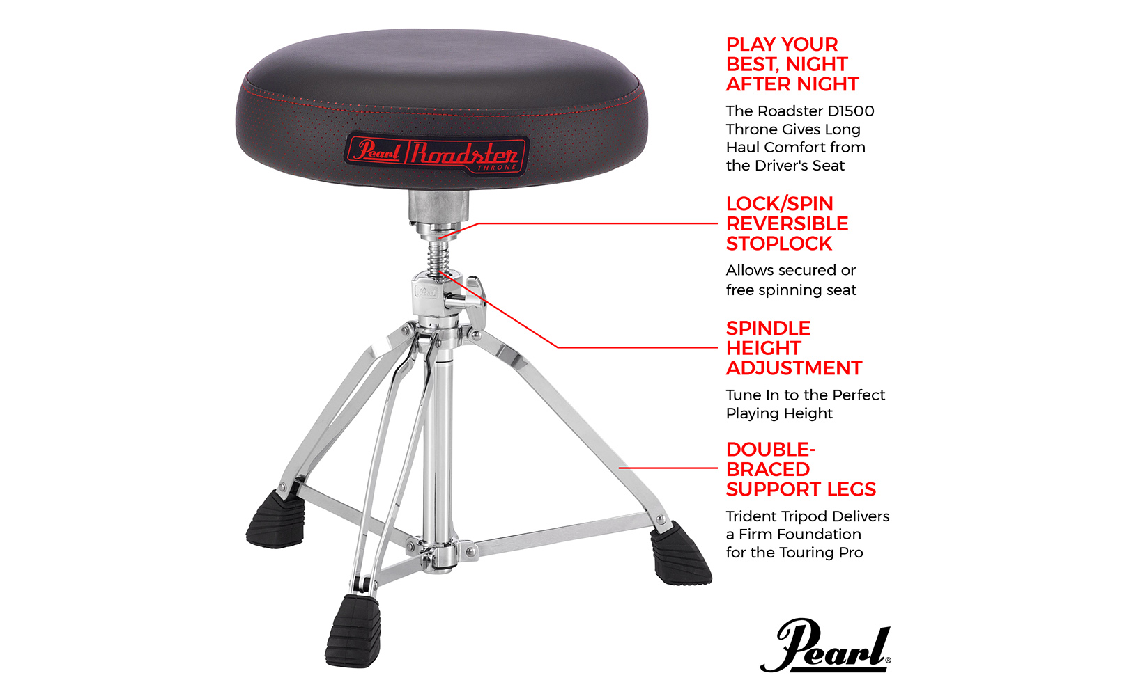 Pearl D1500 Roadster Multi-Core Drum Throne - product image