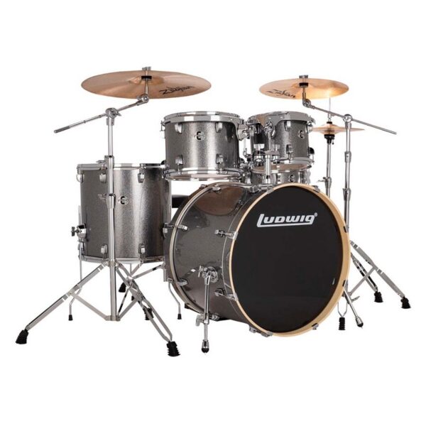 Ludwig Element Evolution 5-Piece Complete Drum Set with Hardware and Throne - Platinum Sparkle - product image