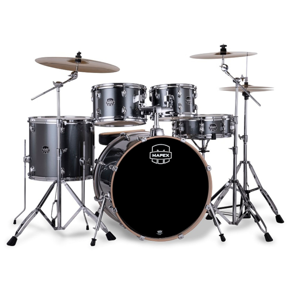 Mapex Venus VE5295FTVC 5-Piece Rock Drum Kit with Hardware & Throne, Steel Blue Metallic - product image