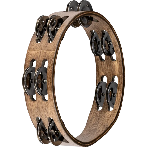Meinl Compact Wood Series Walnut Brown Stainless Steel Jingles 2 Rows 8" Tambourine - product image