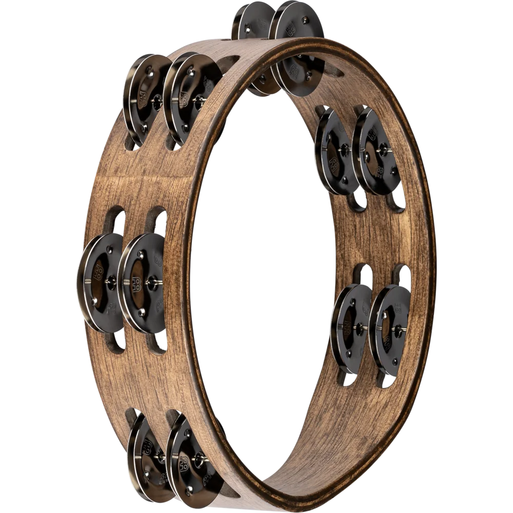Meinl Compact Wood Series Walnut Brown Stainless Steel Jingles 2 Rows 8" Tambourine - product image