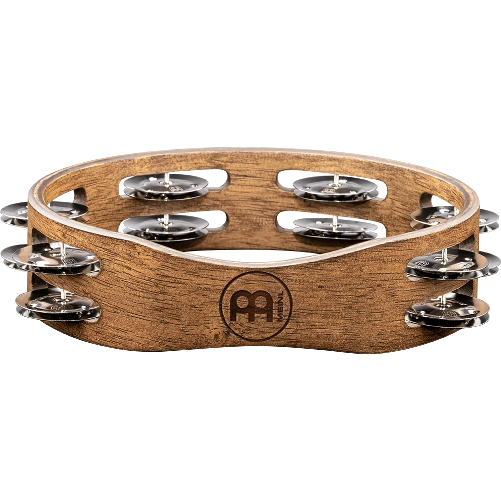 Meinl Compact Wood Series Walnut Brown Stainless Steel Jingles 2 Rows 8" Tambourine - product image