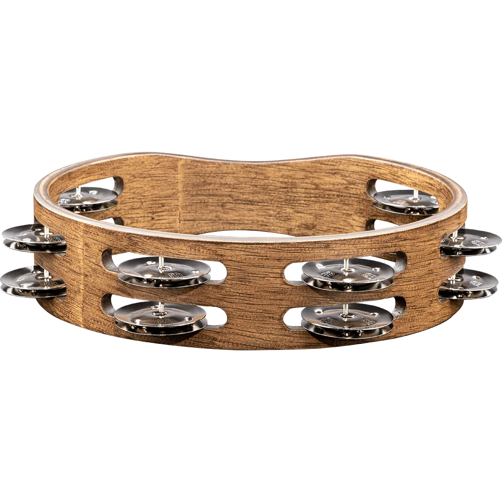 Meinl Compact Wood Series Walnut Brown Stainless Steel Jingles 2 Rows 8" Tambourine - product image