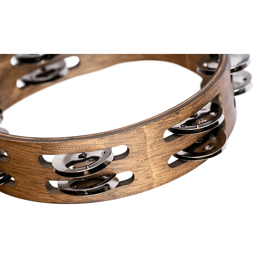 Meinl Compact Wood Series Walnut Brown Stainless Steel Jingles 2 Rows 8" Tambourine - product image