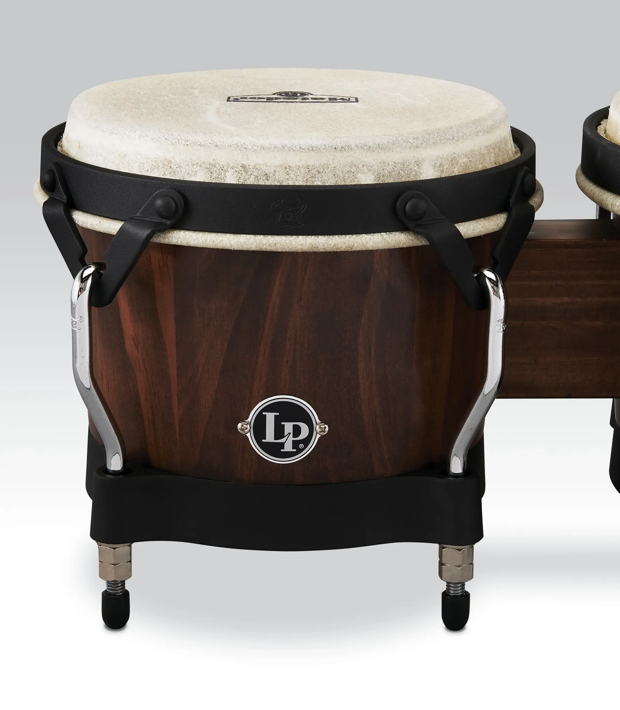 LP Matador Series Wood Bongos, Whiskey Barrel with Black Sand Hardware (M201-WB) - product image