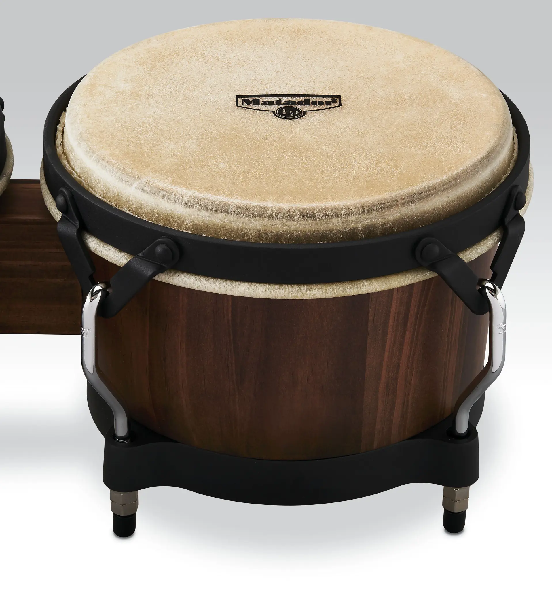 LP Matador Series Wood Bongos, Whiskey Barrel with Black Sand Hardware (M201-WB) - product image