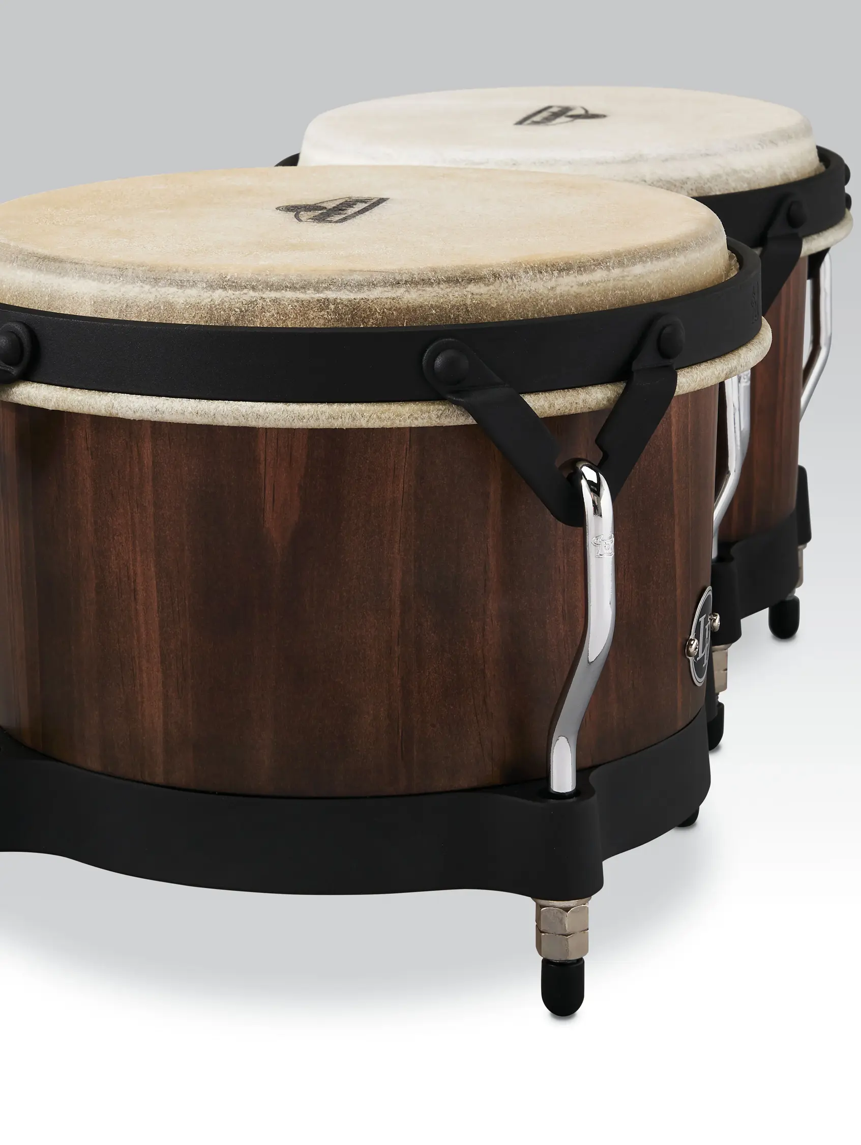 LP Matador Series Wood Bongos, Whiskey Barrel with Black Sand Hardware (M201-WB) - product image