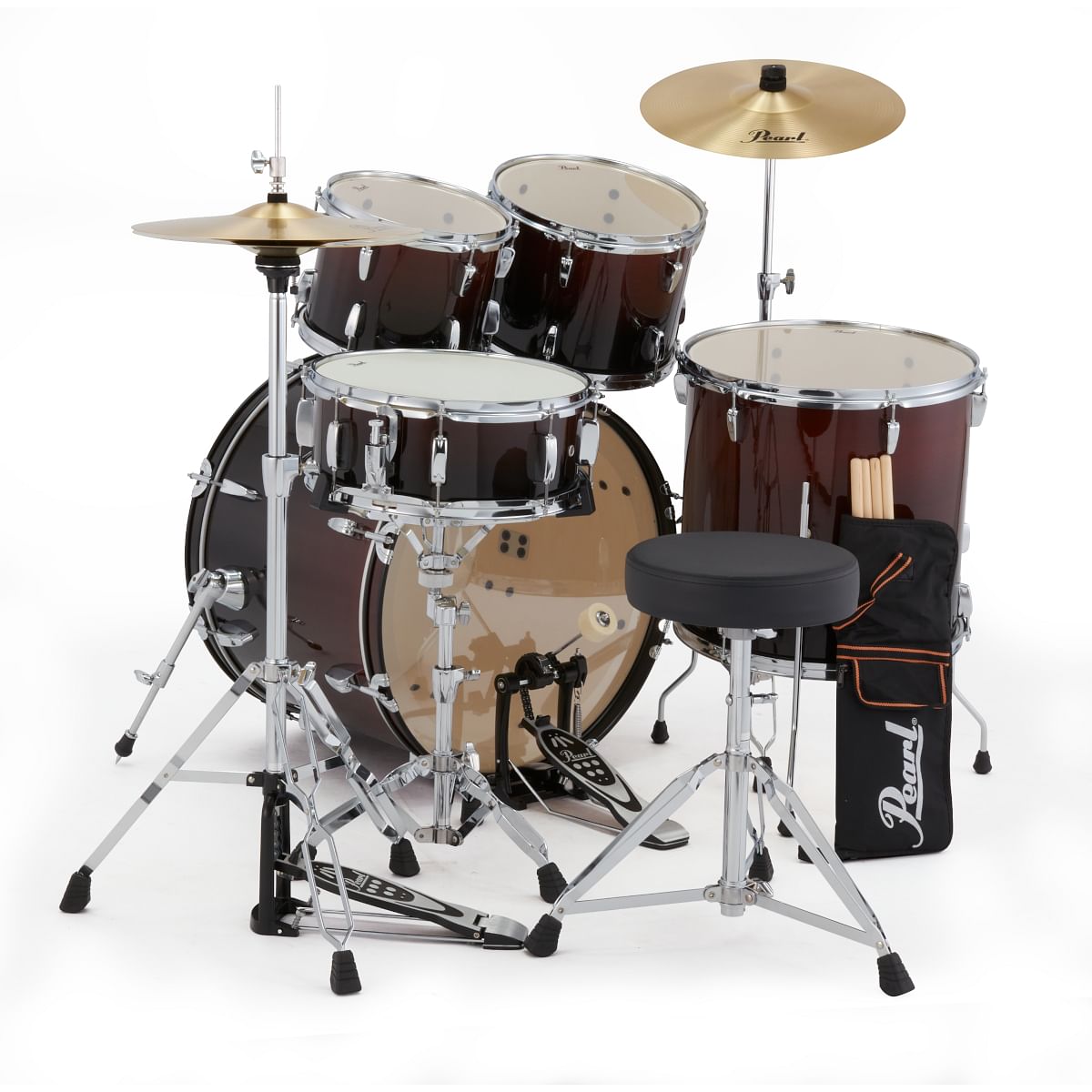 Pearl Roadshow Garnet Fade 5 Pcs Drum Set W/Stands & Cymbals - product image