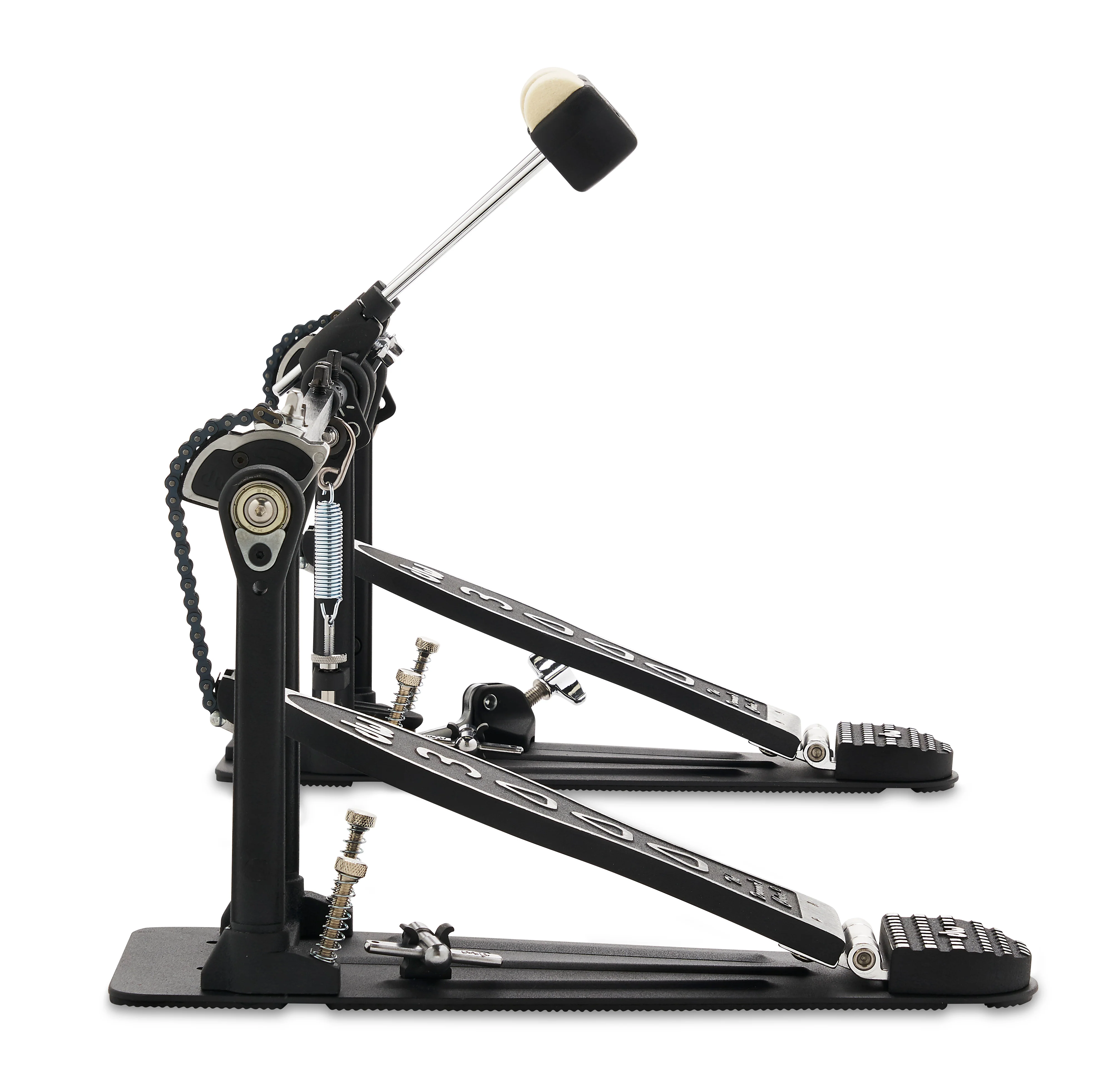 DW 3000 Series double pedal side view with toe clamp