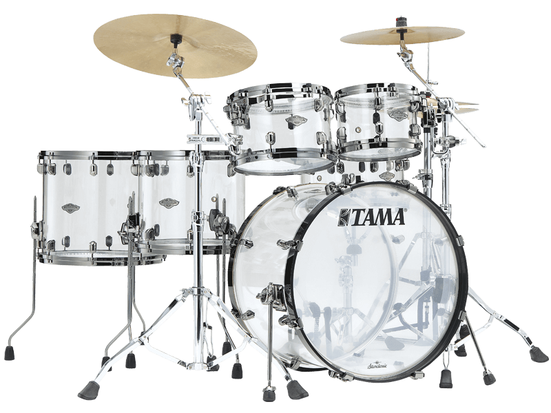 Tama Starclassic Mirage 50th Anniversary 6-piece Seamless Acrylic Shell Pack with 14" Snare Drum - Crystal Ice (MBA52RZBNS + MBAS65BN) - product image