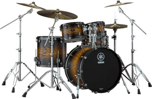 Yamaha Live Custom Hybrid Oak UZU Earth Sunburst 5Pc Shell Pack - Yamaha Live Custom Hybrid Oak five-piece shell pack with matching snare in UZU Earth Sunburst