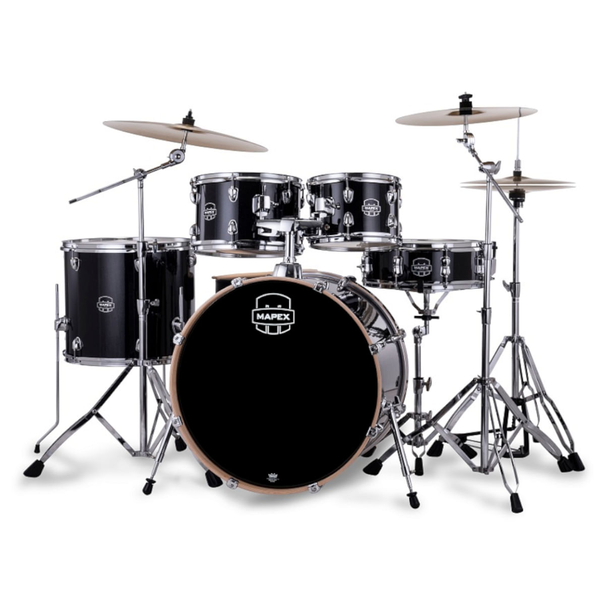 Mapex Venus VE5295FTCVH 5-Piece Rock Drum Kit with Hardware, Cymbals & Throne, Black Galaxy Sparkle - product image