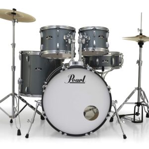 Pearl Roadshow Charcoal Metallic 5 Pcs Drum Set W/Stands & Cymbals