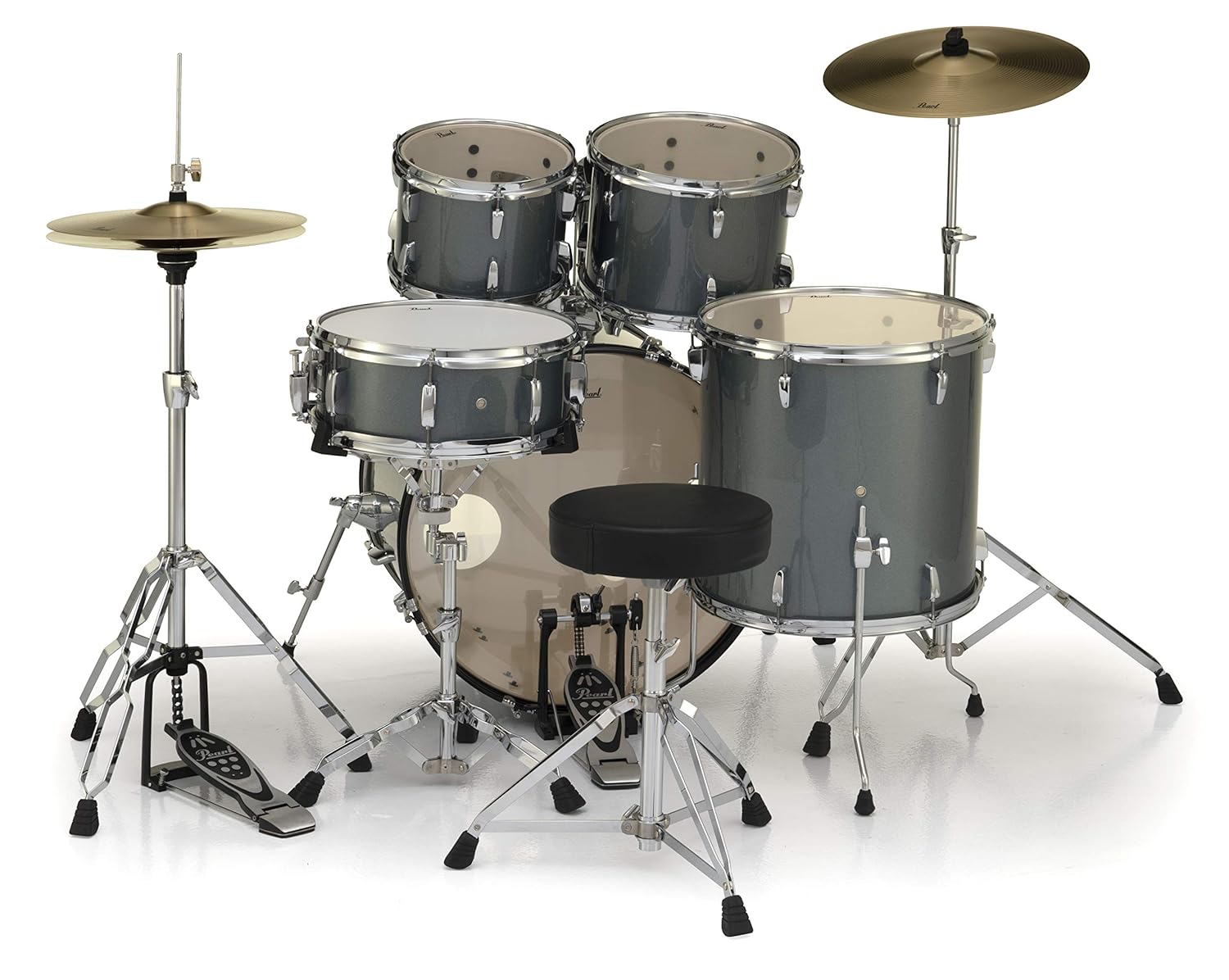 Pearl Roadshow Charcoal Metallic 5 Pcs Drum Set W/Stands & Cymbals - product image