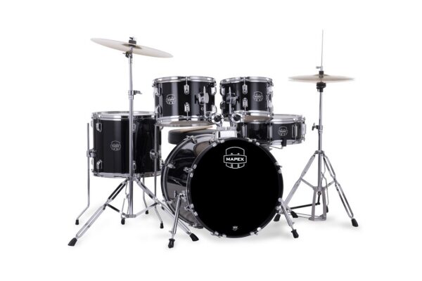 Mapex Comet Dark Black 5 Pcs Hybrid Drum Set W/ Hardware, Throne & Cymbal Pack (14"16"20") - product image