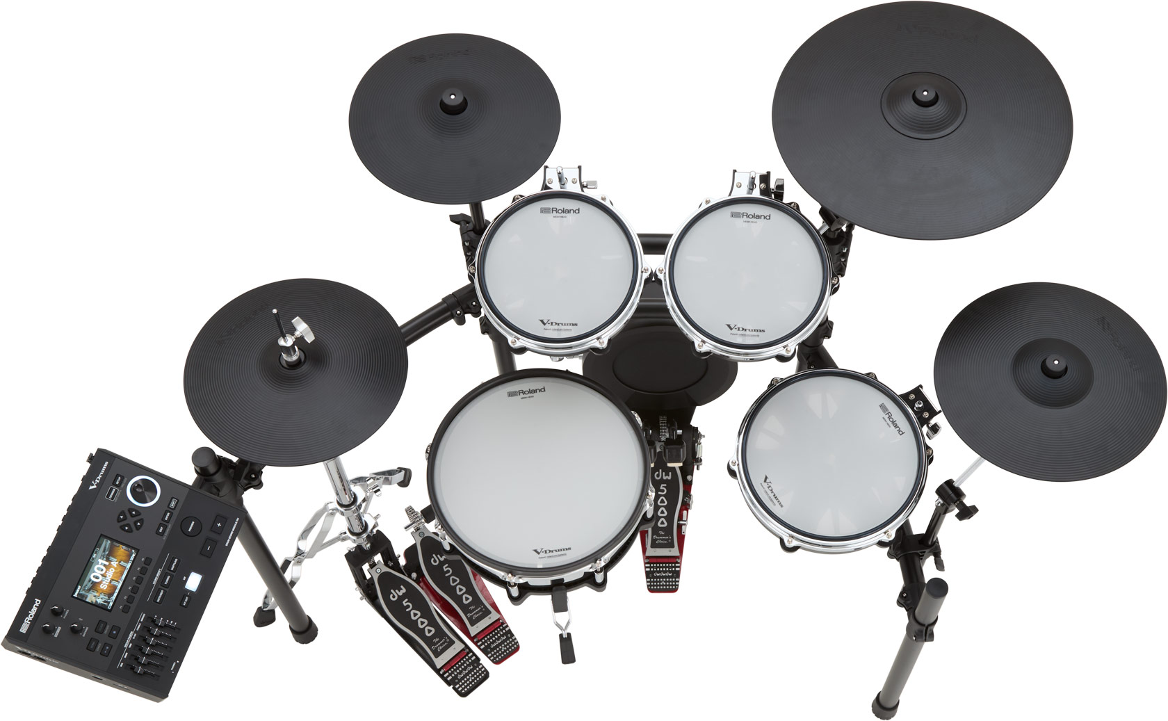 Roland TD516 electronic drum kit top view with digital hi-hat and CY-18DR ride
