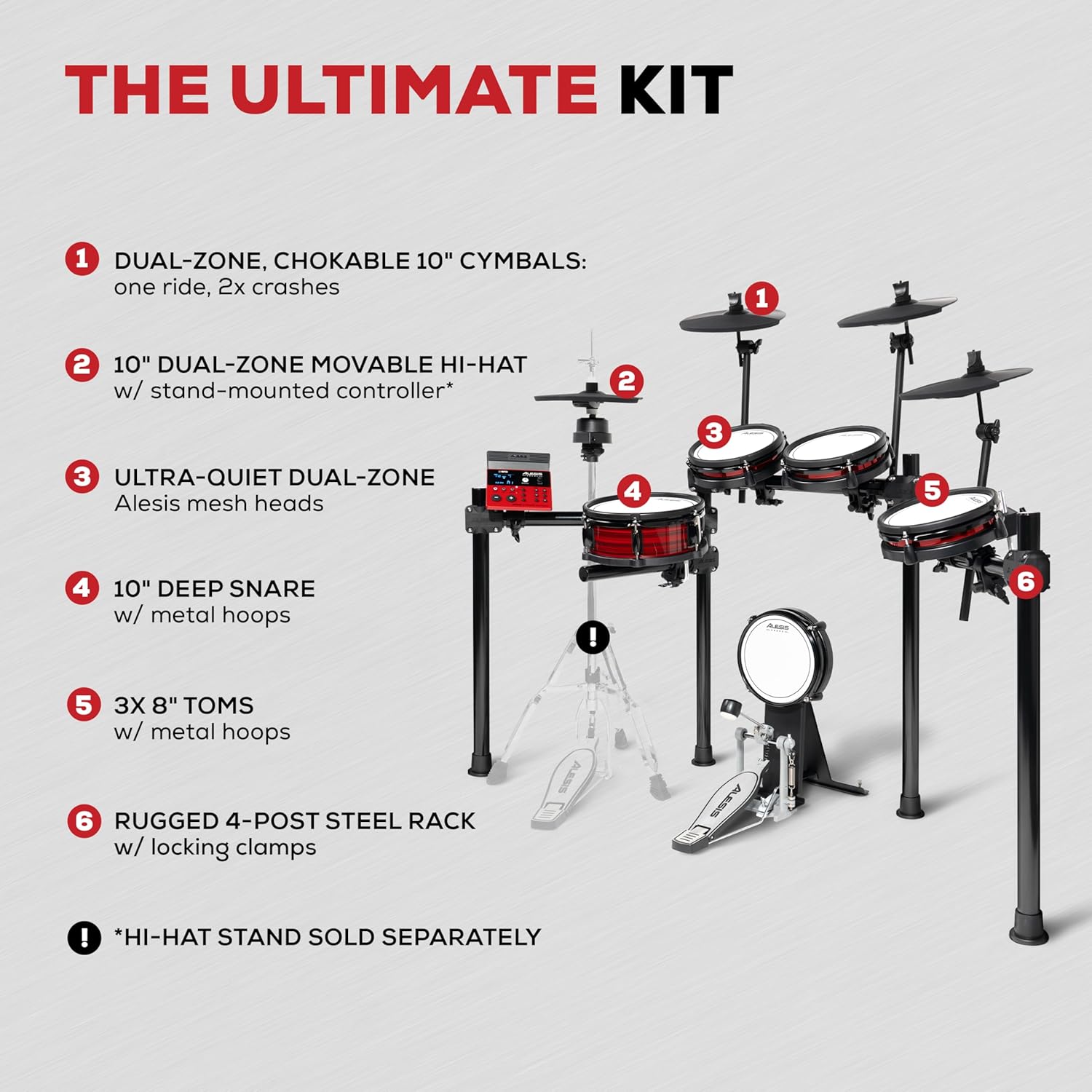 Alesis Nitro Ultimate Nine Piece Electronic Drum Kit With Mesh Heads - product image