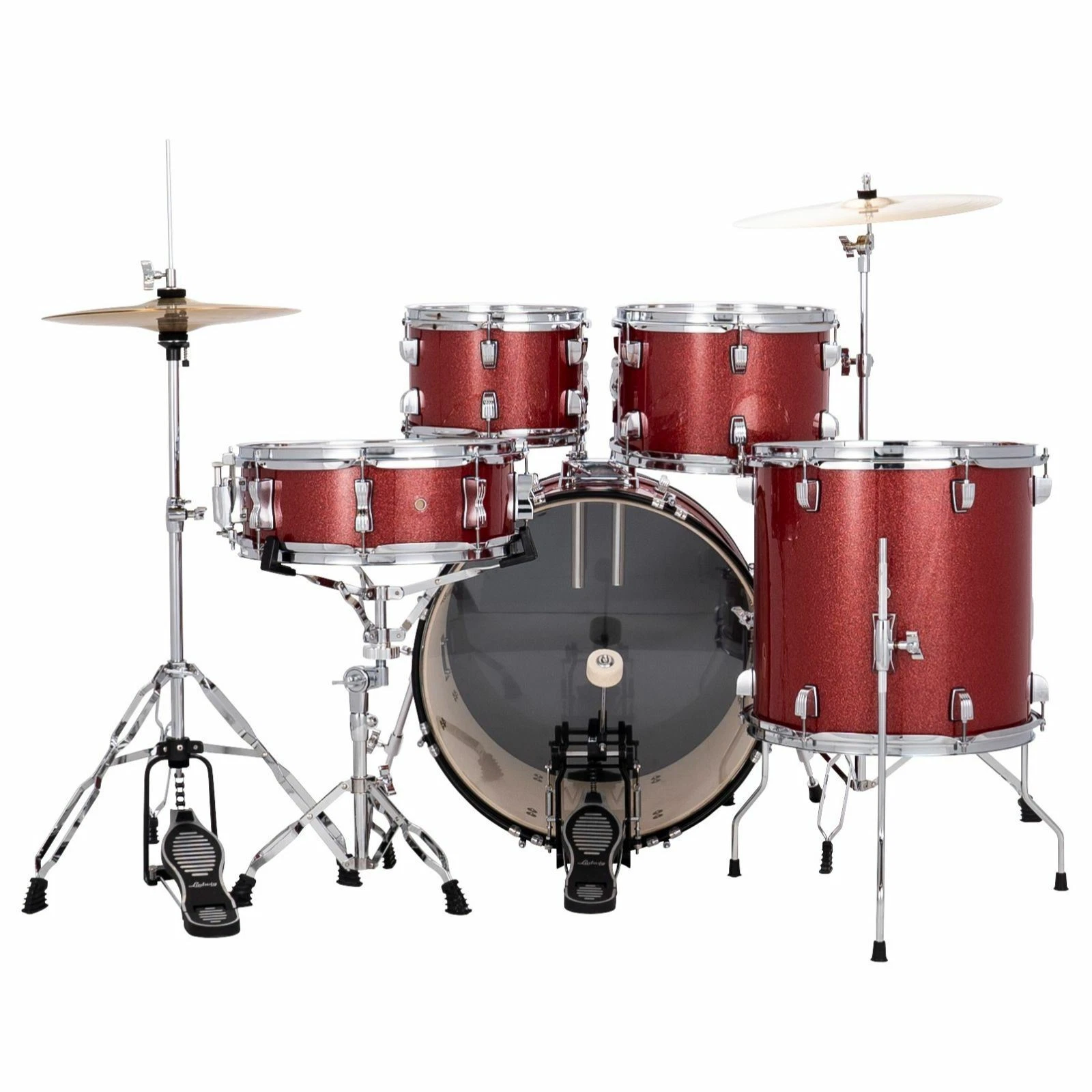 Ludwig Accent Drive 5-Piece Complete Drum Kit with Hardware and Cymbals - Red Sparkle - product image