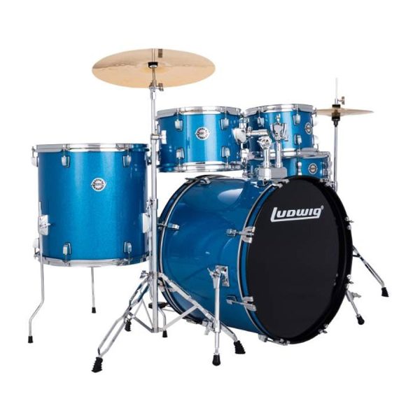 Ludwig Accent Drive 5-Piece Complete Drum Kit with Hardware and Cymbals - Blue Sparkle - product image