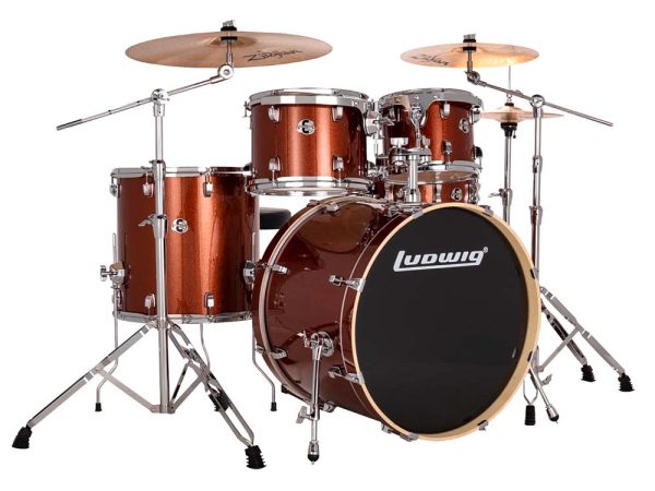 Ludwig Element Evolution 5-Piece Complete Drum Set with Hardware and Throne - Copper Sparkle - product image