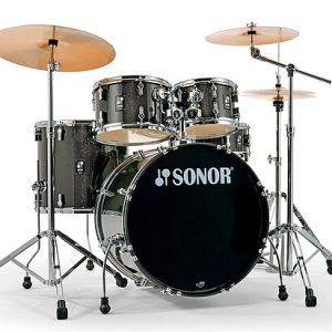 Sonor AQX Stage Black Midnight Sparkle 5 Piece Complete Drum Set With Hardware And Cymbals