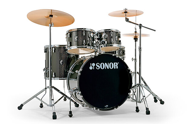 Sonor AQX Stage Black Midnight Sparkle 5 Piece Complete Drum Set With Hardware And Cymbals - product image