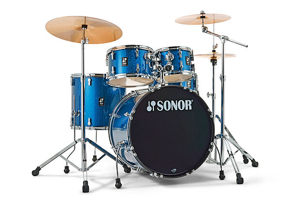 Sonor AQX Stage Blue Ocean Sparkle 5 Piece Complete Drum Set With Hardware - product image