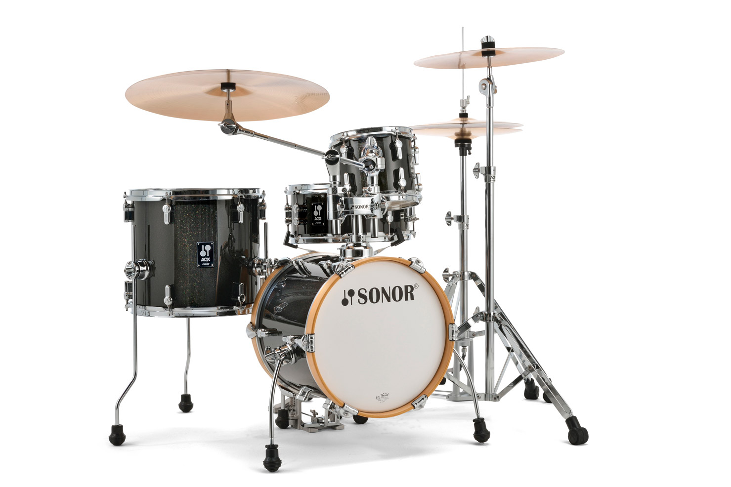 Sonor AQX Micro Black Midnight Sparkle 4pc Drumkit With Cymbal/Tom Holder - product image