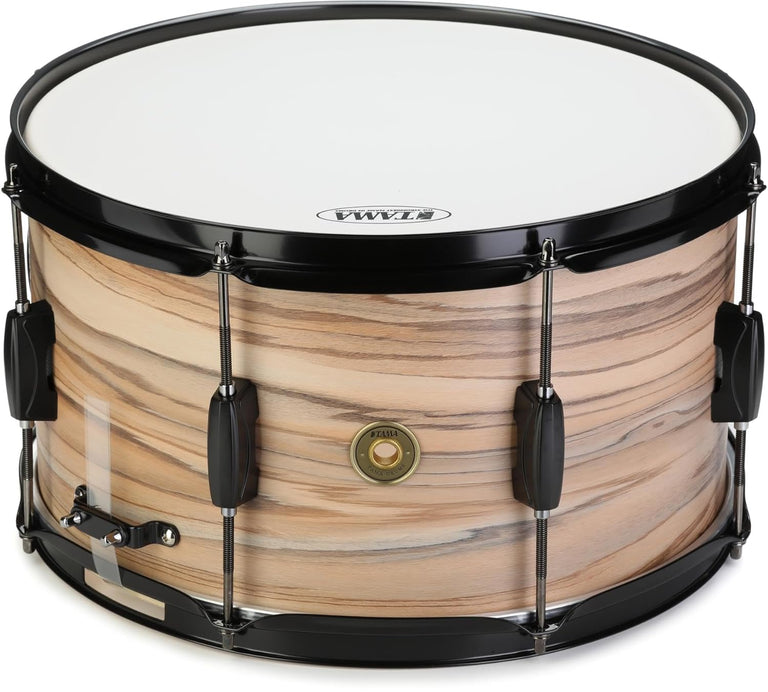 Tama WP148BK-NZW Woodworks 14"x8" Snare Drum - Natural Zebrawood Wrap - product image